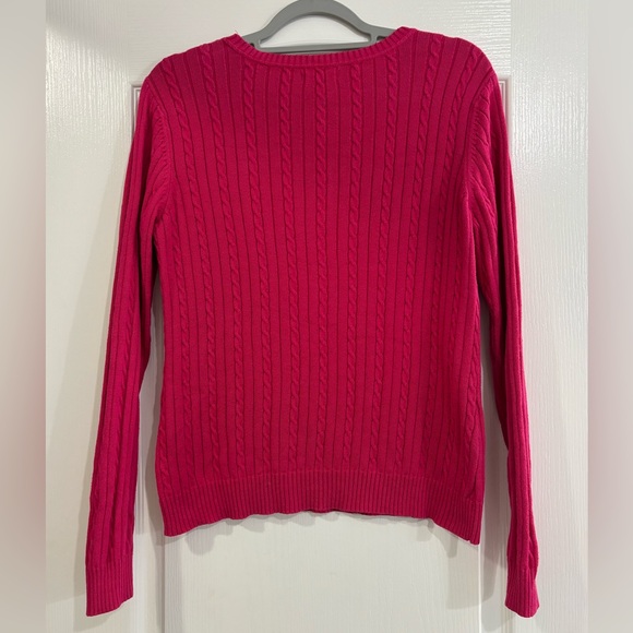 Ladies pink cable crew neck sweater by IZOD, Large - Picture 3 of 3